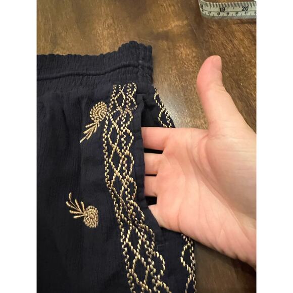 J. Crew Women's Navy Metallic Gold Pineapple Drawstring Casual Shorts Small - Picture 7 of 12